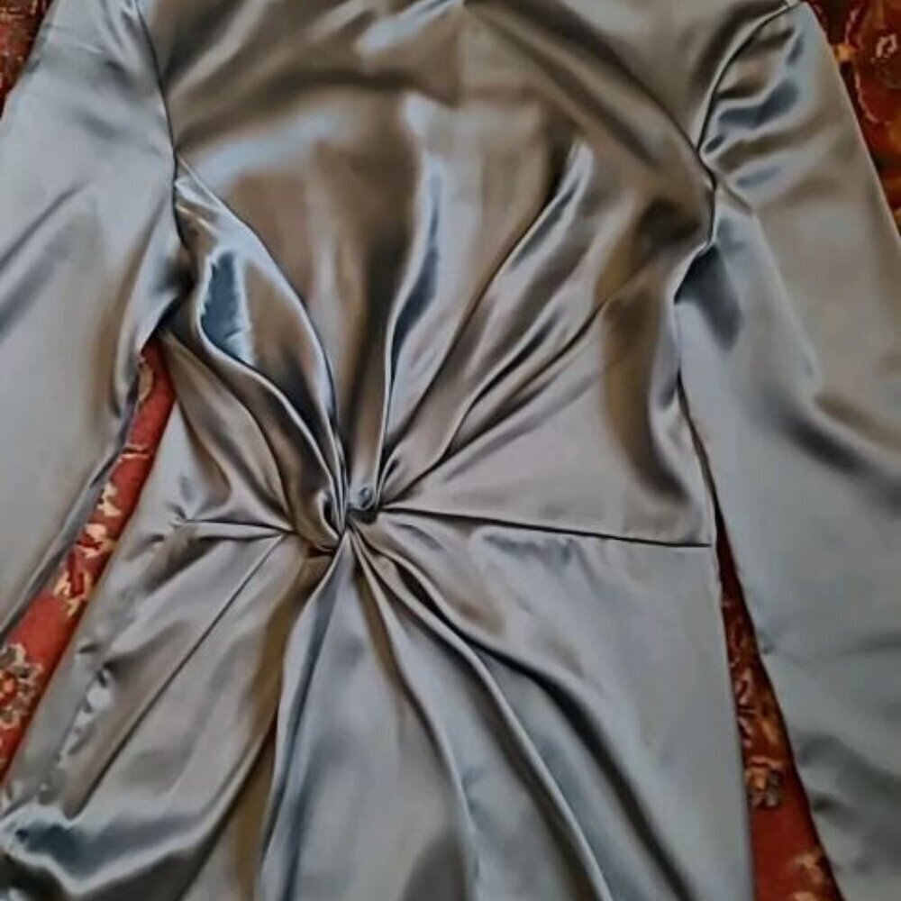 ZARA NEW WOMAN SATIN-EFFECT DRESS WITH KNOT DETAIL SKY BLUE SIZE XS  2042899 431 - Picture 8 of 9